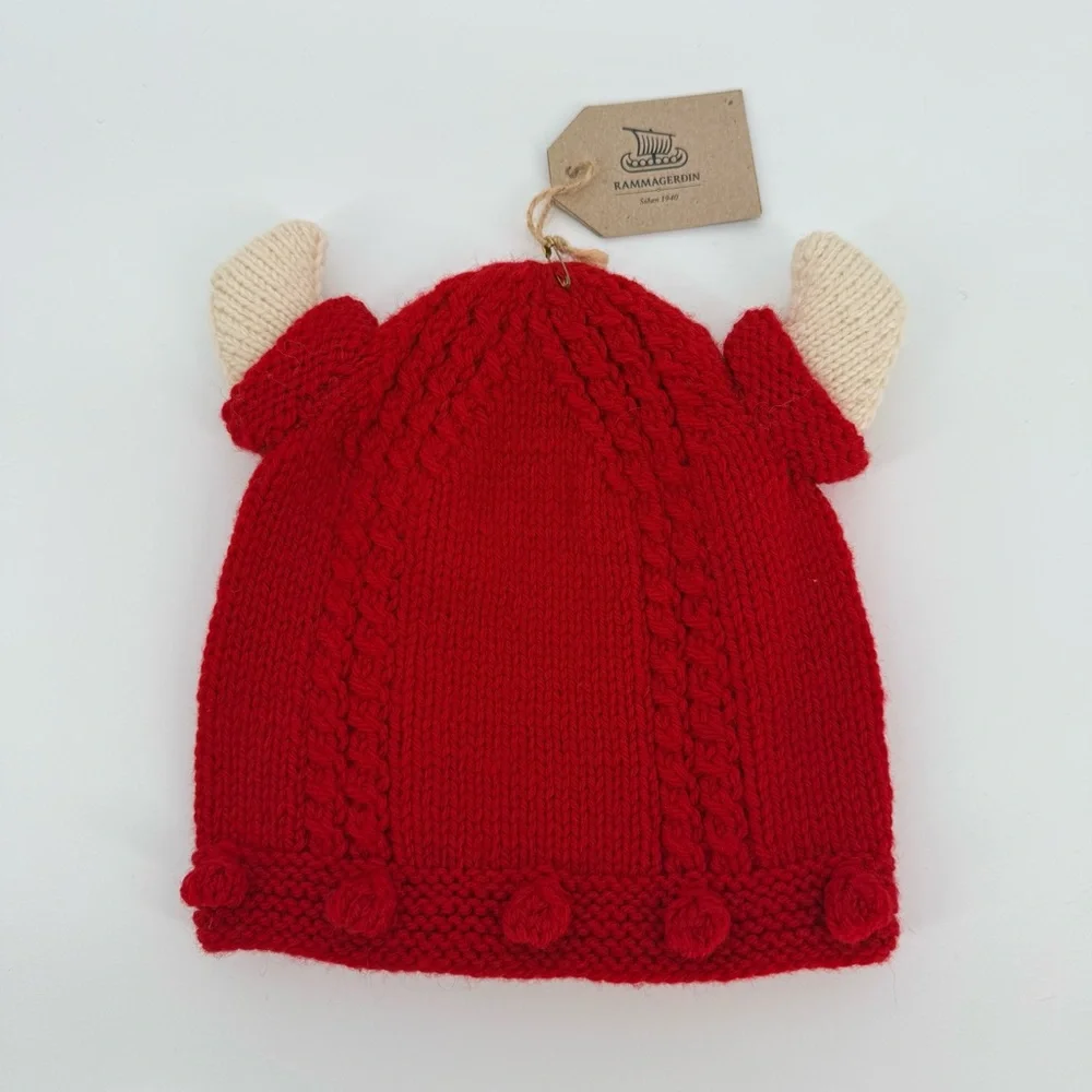 Viking Knit Hat Nordic Kids Wool Bull Horn Crochet Beanie Cap Handmade Baby gift